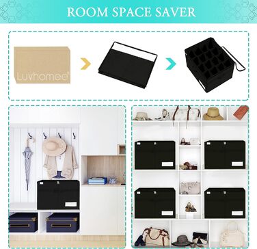 Органайзер для взуття для шафи, вміщує 16 пар, велика взуттєва шафа, взуттєва коробка з прозорою кришкою, міцна коробка для зберігання взуття, компактна взуттєва полиця з ручками, чорна 53 x 42 x 33 см