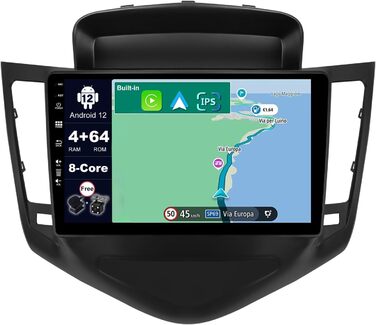 Автомобільна стереосистема JOYX Android 12 підходить для Chevrolet Cruze (2009-2014) - 4G64G - Вбудований DSP/Carplay/Android Auto - Світлодіодна камера заднього виду MIC FREE - 9-дюймовий 2.5D - з керуванням на кермі 4G WiFi BT5.0 DAB