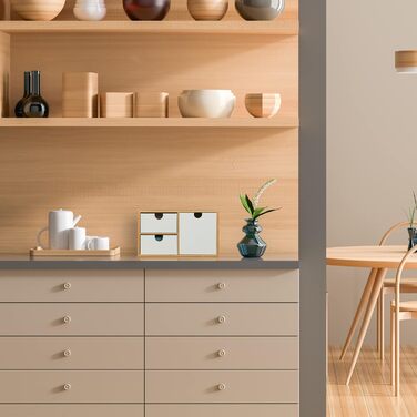 Комод Relaxdays Drawer Box, бамбук та МДФ, міні-комод з 3 шухлядами, висота та ширина 14,5x25x20 см, органайзер для столу, натуральний/білий