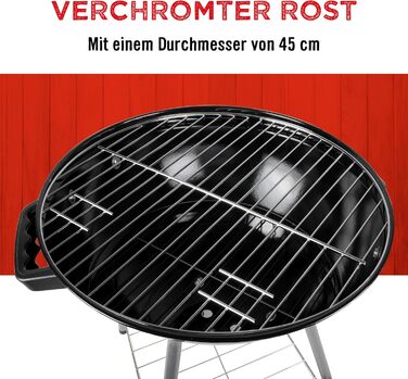 Набір для барбекю з кришкою - Вугільний гриль з попільником - Кулястий гриль діаметром 45 см