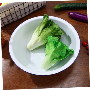 Емальована миска для змішування з армованої емалі 34 см, велика вінтажна, для миття овочів та домашнього використання, біла універсальна кухонна миска