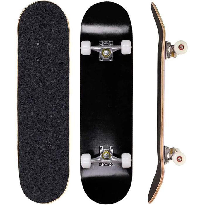 Скейтборд для початківців, подарунок на день народження для підлітків та дорослих, чорний