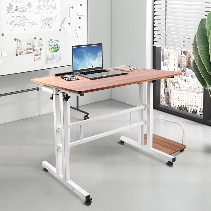 Комп&39ютерний стіл homewell, регульований, стіл для сидіння та стояння, з комп&39ютерною поверхнею, ПК, ігровий стіл, для навчання, гри, роботи, спальні, водонепроникний (80 22 x 60 x 67 115 см) дуб (з консольною поверхнею) L (80 22)*60*67-115 см