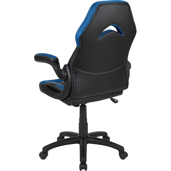 Ігрове крісло Flash Furniture X10, ергономічне офісне крісло для ПК та ігрових систем, регульоване ігрове крісло зі спинкою, LeatherSoft, синьо-чорне