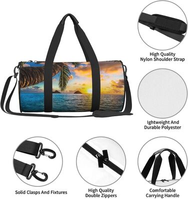 Спортивна сумка для подорожей, пляжна сумка з принтом Захід сонця, сумка на нічліг, чорна, універсальний розмір