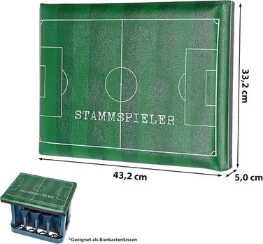 Сидіння в ящику для пива Cepewa Звичайний гравець МДФ ПУ 43х23см зелений Футбольне поле як подушка сидіння для ящика з пивом (1 x сидіння в ящику з пивом звичайний гравець)