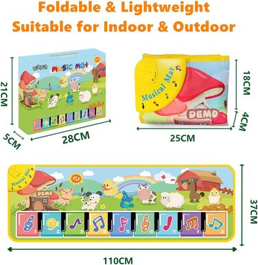 Музичний килимок Lobyoh із 8 тваринами, дитяча іграшка, музичний килимок для піаніно, танцювальний килимок, клавіатура, діти, суве