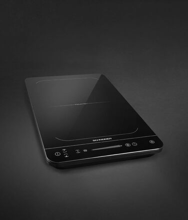 Мобільна індукційна варильна поверхня SCHNEIDER 2 пластини на 3500 Вт, змінна варильна поверхня, виявлення горщика та 10 рівнів, електрична варильна поверхня з таймером, блокування від дітей, захист від перегріву та дотику, чорна
