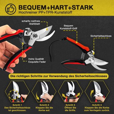 Садові ножиці Fstop Labs, 4-предметні, гострі ножиці для троянд з нержавіючої сталі, прецизійні ножиці для дерев із сумкою для зберігання, обхідне обрізання гілок/гілок/фруктових дерев, діаметр різання до 20 мм, 4 стандартні ножиці