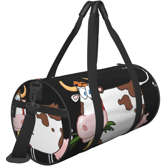 Спортивна сумка, дорожня сумка, милий принт корівки, сумка для ночівлі, чорна, універсальний розмір, сумка для подорожей
