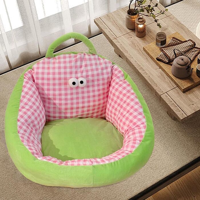 Дитячий диван-крісло MERIGLARE, дитяче крісло-диван, декоративне тканинне крісло зі спинкою, дитяче підлогове крісло з пухнастого оксамиту та шовкового наповнювача для ігрової кімнати, рожеве, L