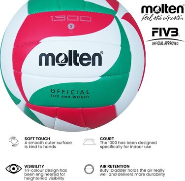 Волейбольний м'яч Molten V5M1300 Розмір 5, помаранчевий/слонова кістка