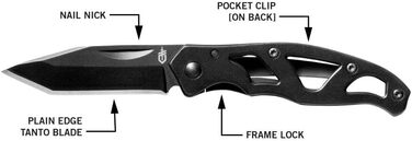 Складаний кишеньковий ніж Gerber з гладким лезом і кишеньковою кліпсою Mini Tanto 5,4 см