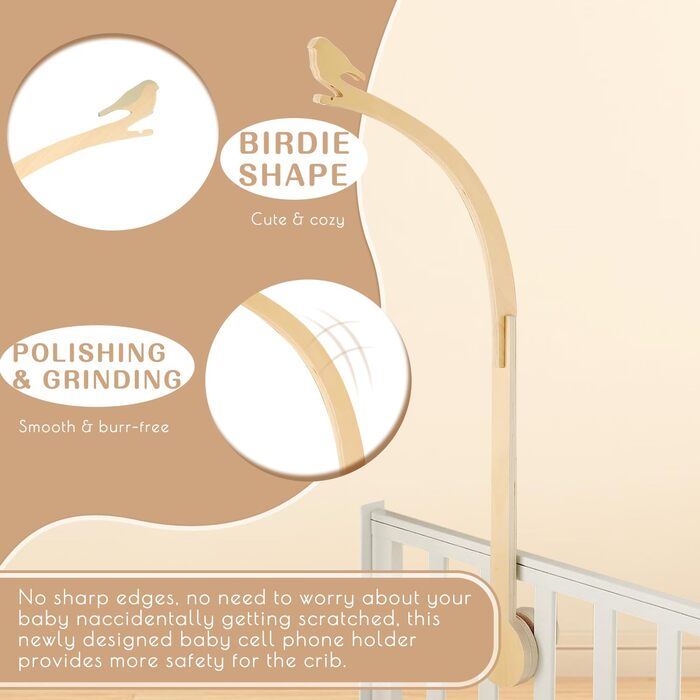 Дерев'яний тримач для мобіля TUZHE з дизайном «Пташка»