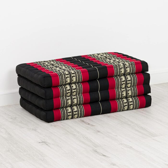 Стійкий розкладний матрац livasia з капоку - 200x80x8 см - гостьовий матрац, складний матрац для фургонів, екологічний килимок для йоги, складне гостьове ліжко, шезлонг для саду та балкону (чорний/слони)