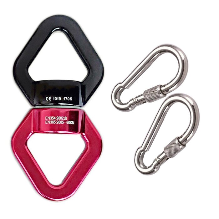 Поворотний з&39єднувач 30 кН, JIAMEIYI Обертовий пристрій Безпека на відкритому повітрі та в приміщенні Алюмінієвий сплав 360 Ротатор Гойдалка Спіннер Канат Поворотний ротор для скелелазіння Чорно-червоний