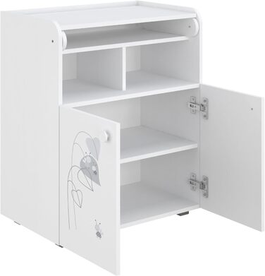Пеленальний столик Shefa Kids 700 Basic Amis White - Багатофункціональний пеленальний столик зі складною пеленальною поверхнею, 2 дверцятами та відкритим відділенням, 70x47x86 см, дитячий, ергономічний пеленальний столик