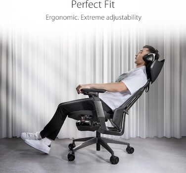 Ігрове крісло ASUS ROG Destrier Ergo (ергономічне ігрове крісло, підлокітники з поворотом на 360 для мобільних ігор, акустична панель, алюмінієвий каркас, повітропроникна сітка, регульована поперекова опора та підголівник) ROG Destrier Ergo Black