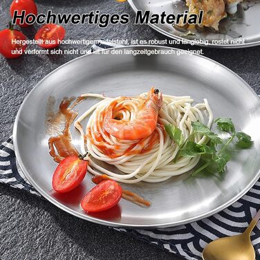 Тарілки з нержавіючої сталі, 6 шт., діаметр 20 см, для барбекю, круглі, для випічки, кемпінгу, пікніків, кухні та вечірок - набір з 6 шт.