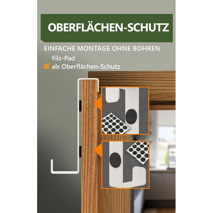 Дверні гачки 4smile - набір з 10 шт. , білі - дверні гачки з нержавіючої сталі для підвішування, універсального використання, двер