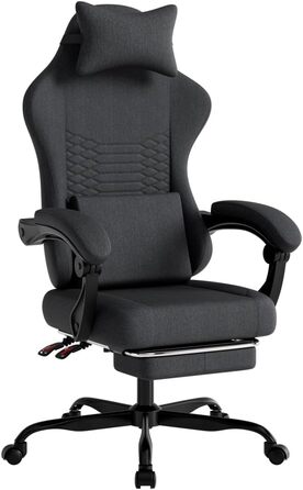 Ігрове крісло/офісне крісло, ергономічне, масажне сидіння з регульованою підставкою для голови та ніг, регульованими підлокітниками та 3D-підлокітниками, сталевий каркас (червоний) чорна тканина