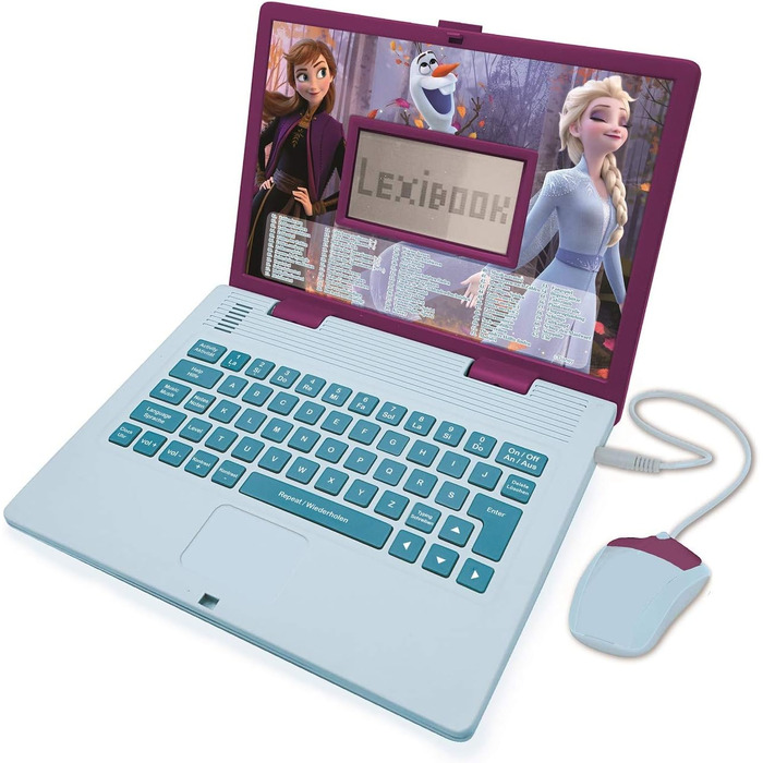 Двомовний освітній ноутбук англійська та німецька, 124 завдання, математика, логіка, музика, годинник, ігри, іграшка для дівчаток,