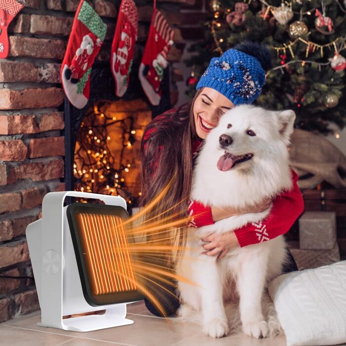 Енергозберігаючий вентилятор-обігрівач, PTC матеріал з 2 режимами, невеликий портативний вентилятор-обігрівач, захист від перегріву та перекидання, портативний та тихий вентилятор-обігрівач для дому, офісу, спальні