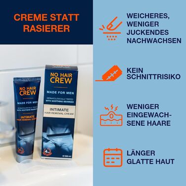 Крем для видалення волосся NO HAIR CREW для чоловіків, 100 мл — ретельне та безпечне видалення волосся з тіла