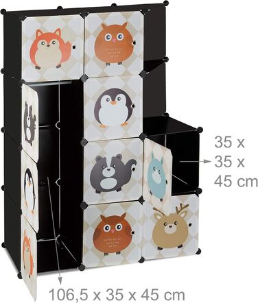 Релакс-дні, кольорова вставна полиця для дитячої кімнати, тваринні мотиви, пластикова вставна система, західні двері, шафа для одя