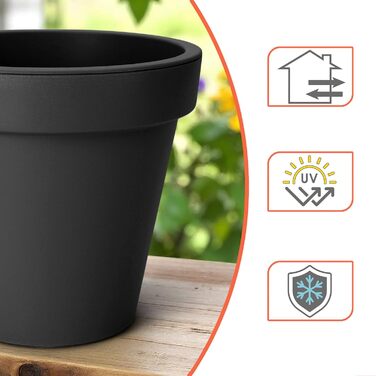Пластиковий квітковий горщик Spetebo XXL антрацитового кольору - 58 см - круглий кашпо для використання в приміщенні та на вулиці - садовий квітковий горщик, кашпо, кашпо