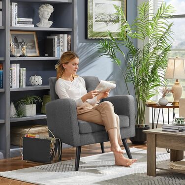 Крісло Yaheetech з підлокітниками, зручне та сучасне, крісло під телевізор, крісло-реклайнер, крісло для вітальні, клубне крісло, диван, вантажопідйомність 136 кг, темно-сірий, темно-сіра поліестерова тканина