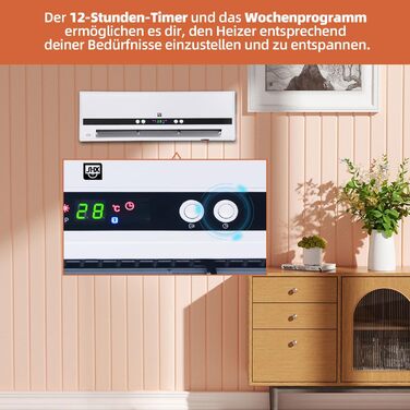 Настінний вентилятор-обігрівач SHX PTC 2000 Вт SHX501HEAT2023 нагрівальний елемент PTC, 2 рівні нагріву, 3 режими роботи, 2000 Вт, електронний термостат, програмування таймера, пульт дистанційного керування, білий