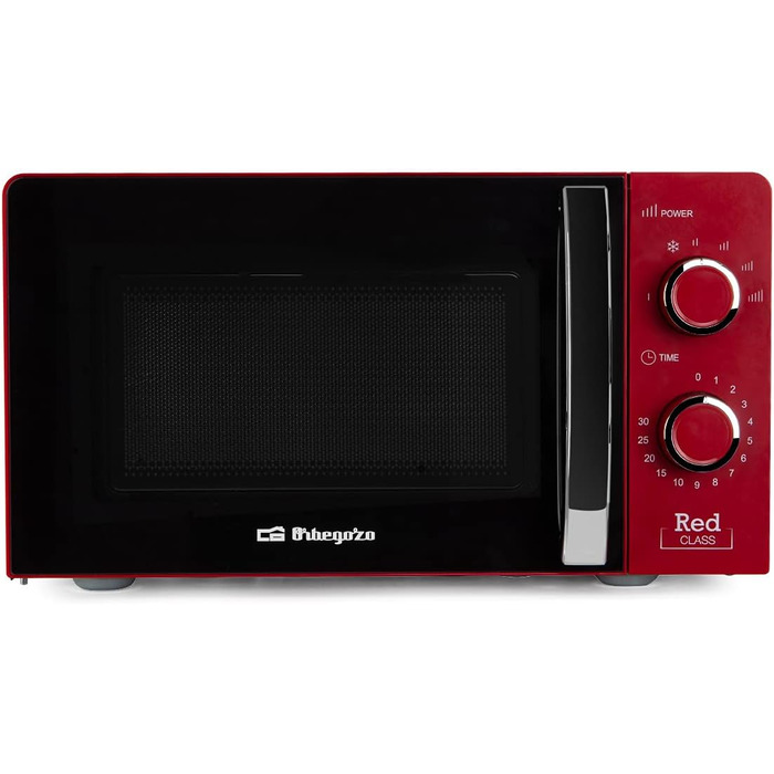 Мікрохвильова піч Orbegozo MI 2121, ємність 20 літрів, 6 рівнів потужності, таймер, програма розморожування, 700 Вт, червоний