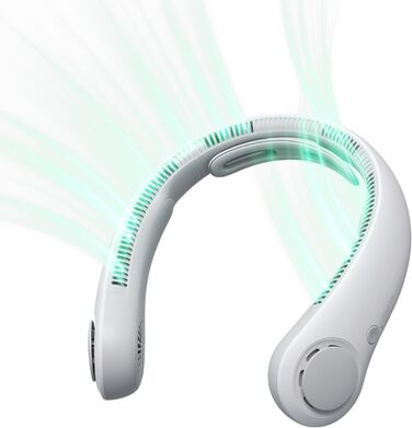 Портативний шийний вентилятор JISULIFE, підтримка шиї, особистий Hands Free, 5-швидкісне регулювання передач, 3900 мАг, які можна носити, перезаряджаються, подарунки для жінок і чоловіків - темно-сірий