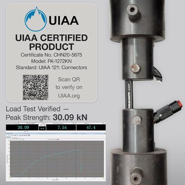 Карабін для альпінізму FresKaro 25kN, сертифікований CE, з поворотним замком, великий 10 см, швидкознімний та міцний, витримує максимум 2550 кг, підходить для альпінізму, спуску на веревках, повідків для собак, чорний та сірий, чорний - 2 шт.