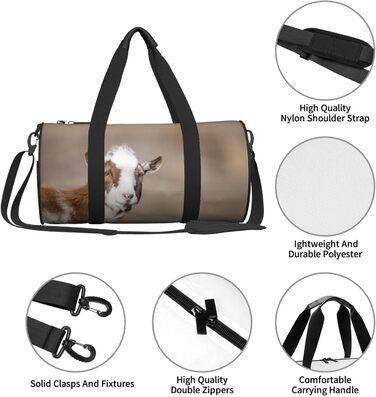 Спортивно-дорожня сумка з козячим мотивом, чорна, універсальний розмір