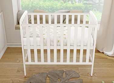 Дитяче ліжко Generic Baby Deluxe 100x50 см Біле з матрацом Дитяче ліжечко-тумбочка з прорізувачами для зубів Масив сосни (компактне дитяче ліжко)