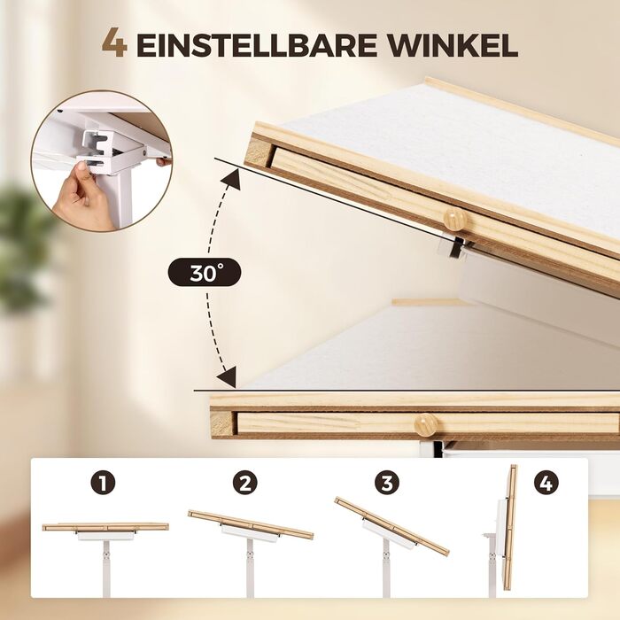 Стіл-пазл на 1500 елементів, стіл-пазл з 6 шухлядами та однією основою, дошка-пазл з регулюванням висоти та 4-рівневим регулюванням нахилу, стіл-пазл з кришкою та 4 колесами, 89 x 68 см