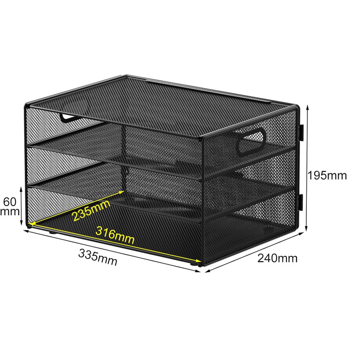 Відділення Алюмінієвий металевий офісний стіл органайзер Тримач документів Лоток для файлів Тримач журналу Лоток для листів Органайзер для паперових журналів, чорний чорний 3 відділення, 3