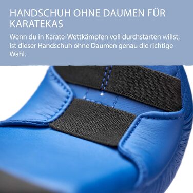 Рукавички для карате Ju-Sports з синтетичної шкіри, сині - М&39який захист рук для тренувань та змагань, аксесуар для бойових мистецтв, 2 петлі без великого пальця, XS