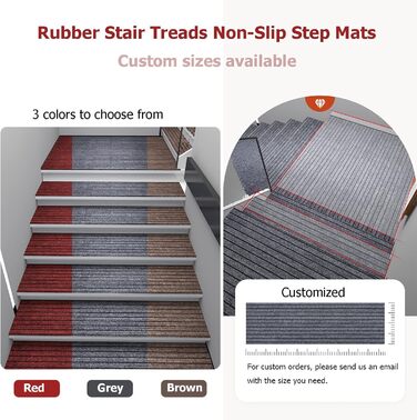 Протиковзкі килимки для сходів, що миються, для використання всередині та зовні приміщень, водонепроникні гумові килимки для сходів, протиковзкі накладки на килимки для сходів (4 шт.), протиковзкий килимок для дітей, людей похилого віку та собак (колір че