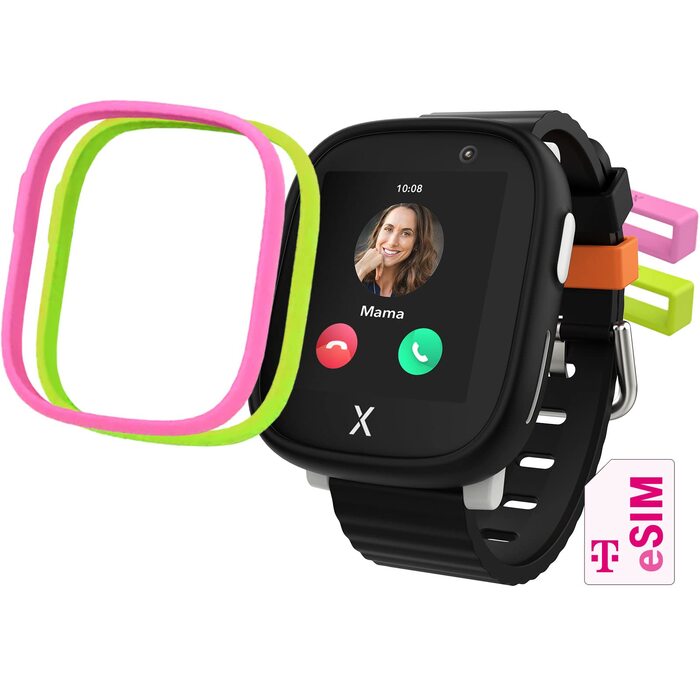 Розумний дитячий годинник Deutsche Telekom Xplora Kids Watch X6 Play eSIM GPS з кнопкою SOS, відображенням місцезнаходження, повідомленнями на телефон та голосовими повідомленнями підключається до смартфона батьків через додаток чорний X6 black