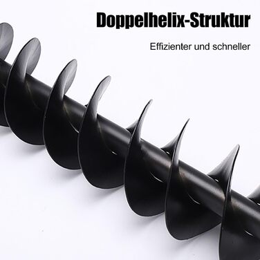 Буровий інструмент для саду та городу 800 мм, сталевий, з запобіжним болтом та адаптером SDS. Спіральний бур для стовпів, свердловини та земляних робіт (800 мм x 120 мм), чорний.