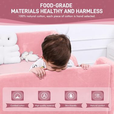 Дитяче ліжечко, дитяче ліжко для дітей з додатковою безпекою та широким каркасом стандартного розміру для малюків із сертифікованою тканиною (яскраво-рожевий)