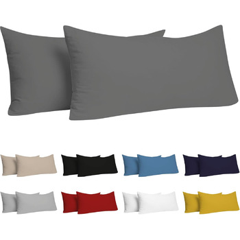 Наволочка 40 x 80 (Комплект з 2 шт. ) - 100 Трикотаж Бавовна 150 г/кв.м Наволочки -Антрацит - Для подушки 40 х 80 см - Чохол на по