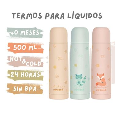 Термопляшка Miniland Thermy Candy 500 мл. Високоякісна термопляшка з нержавіючої сталі для збереження рідин гарячими або холодними більше 24 годин.