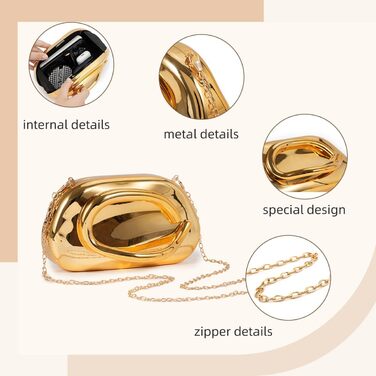 ФІЛОМЕНА вечірня сумочка-клатч, жіноча сумочка, акрил, металевий ланцюжок, сумка на плече, крос-боді, для весілля, вечірки, повсякденного використання, золота