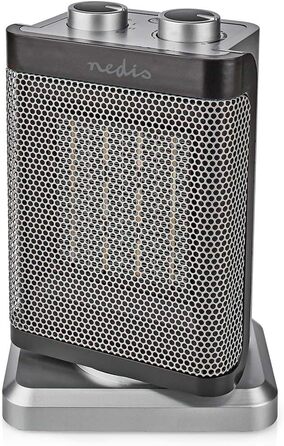 Керамічний PTC вентилятор-обігрівач - 1000/1500 Вт - 2 режими нагріву - Регульований термостат - Функція коливання - Захист від перегріву та перекидання - Сірий, 17GY -