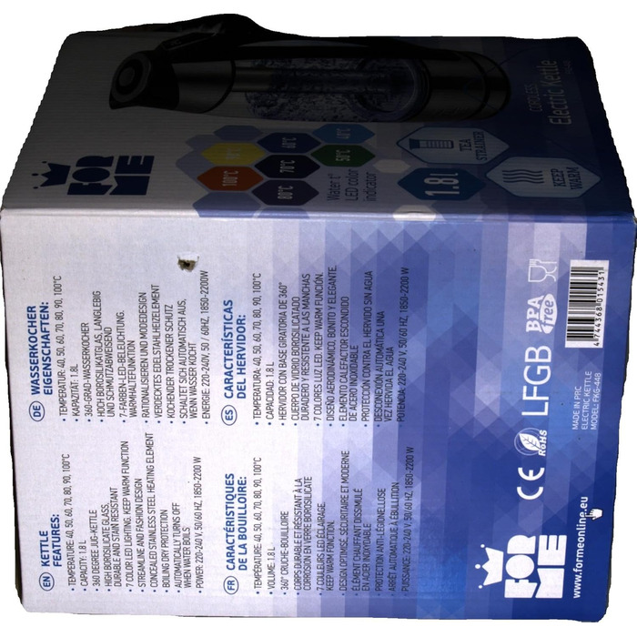 Скляний чайник 1.8 Налаштування температури Вибір температури 40C-100C Зміна кольору LED I BPA FREE I Регулювання температури Чайн