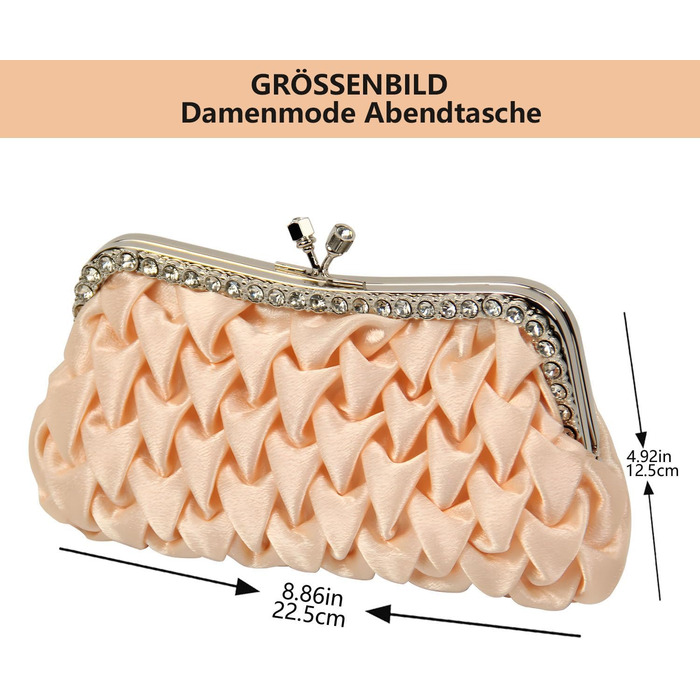 Клатч жіночий вечірній, сумка-плаття для нареченої на весілля, сумка через плече, елегантний модний гаманець, зі знімним ланцюжком (Абрикосовий)